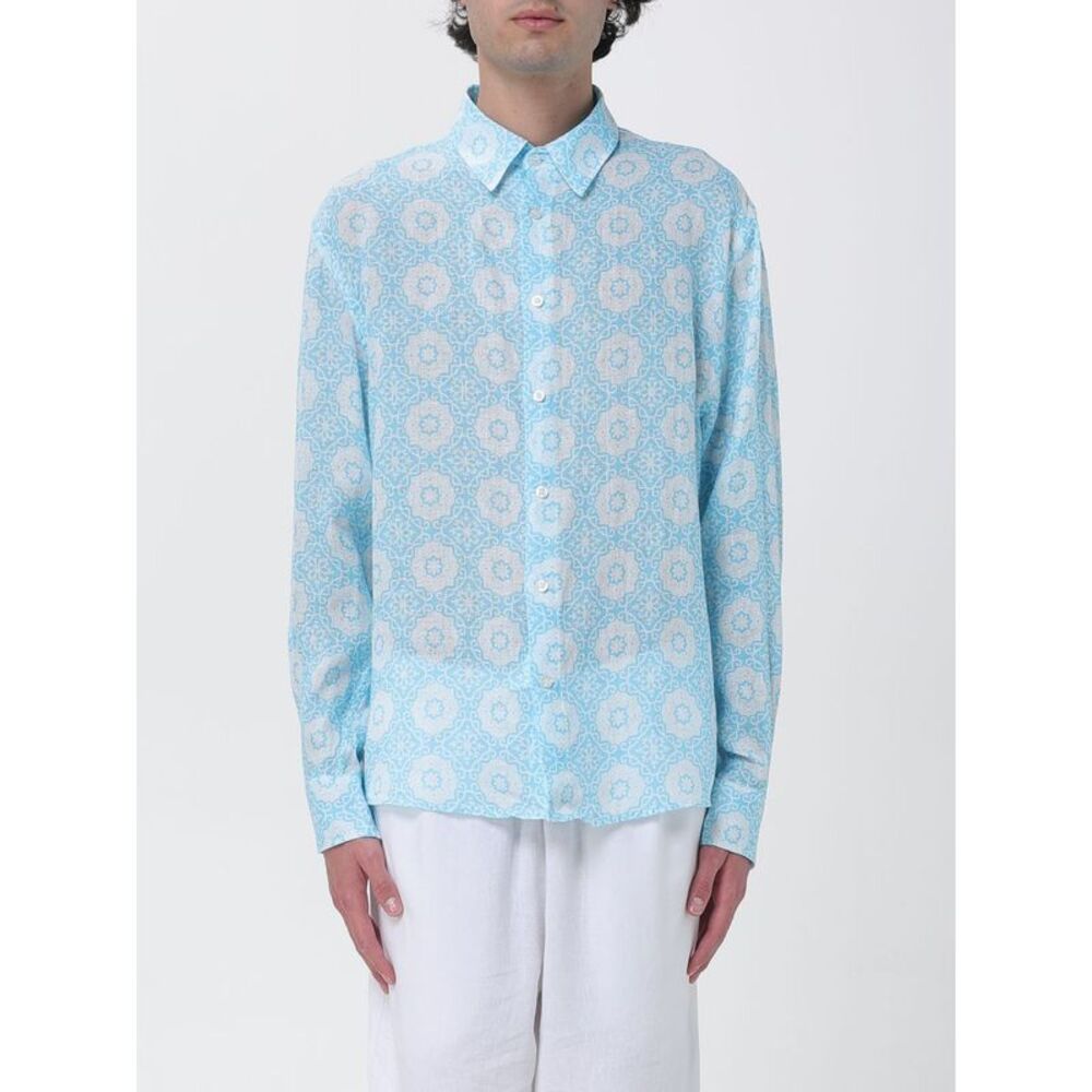 Peninsula Men Relaxed Fit Ethnic Pattern Long-Sleeve Linen Shirt Peninsula